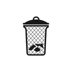 trash can icon vector illustration, Black illustration isolated for graphic and web design.