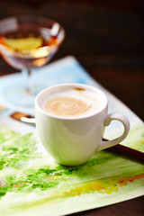 Cup of coffee with milk.