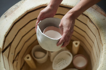 Inside of a ceramic oven