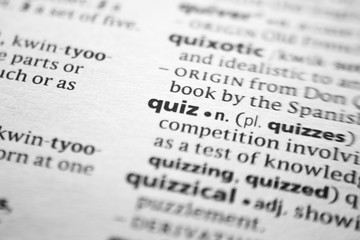 Word or phrase Quiz in a dictionary.