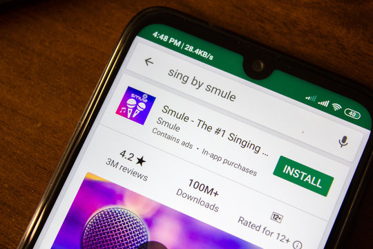 Ivanovsk, Russia - July 07, 2019: Smule - the number 1 singing app on the display of smartphone or tablet.