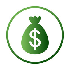 money bag, icon gren color vector illustration