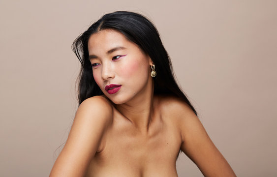 Stunning Asian woman make up portrait