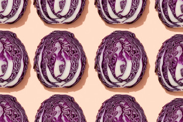 mosaic of red cabbages