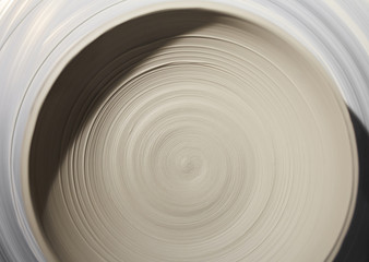 Aerial view of potter wheel spining