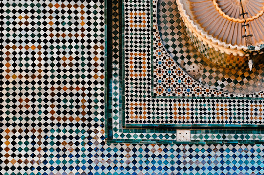 Moroccan decorative tiles in the old patio