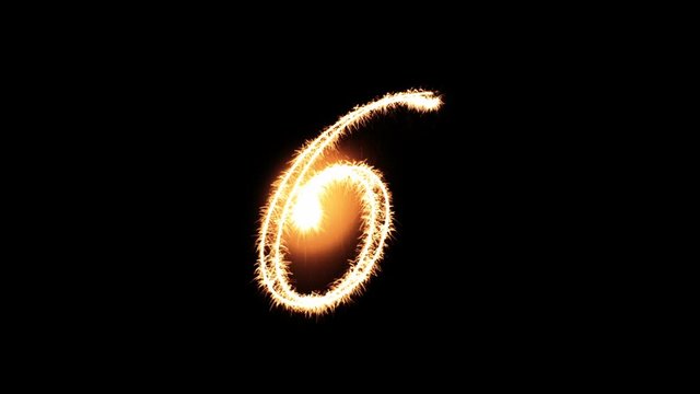 Holiday sparkler countdown from 10 with fireworks, against black