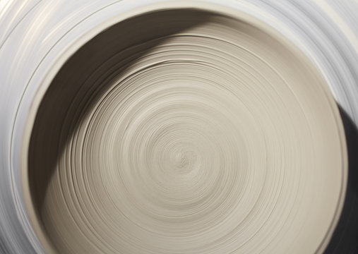 Aerial view of potter wheel spining