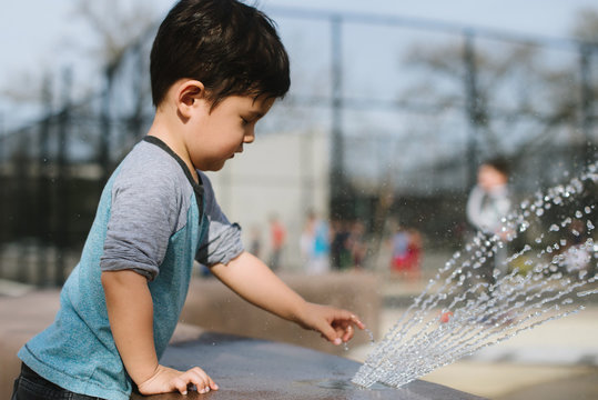 Little kid playing at playground