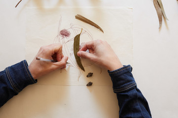 Artist hands at work