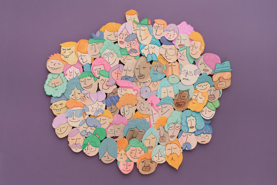 People faces. illustration draw and painted with watercolors.