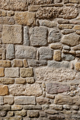 Very old stone wall texture, Carcassonne, France