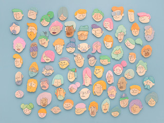 Family faces. Family faces illustration draw and painted with watercolors.