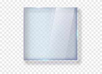 Glass banner. Gloss rectangle plate transparent vector.