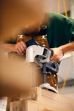 Carpenter in workshop