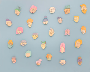 Family faces. Family faces illustration draw and painted with watercolors.