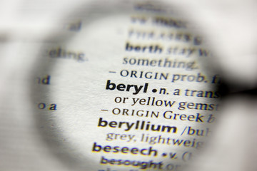 The word or phrase Beryl in a dictionary.