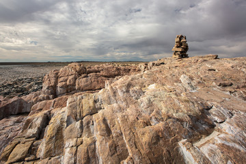 rocks hill in steppe of mongolia