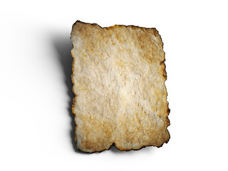 Aged brown paper with burned edges. 3d illustration