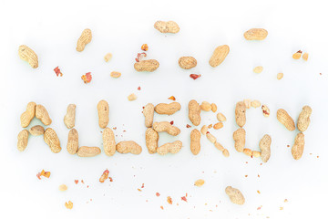 Peanut allergy concept. Food intolerances and food allergies