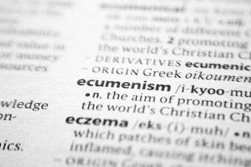 Fototapeta premium Word or phrase Ecumenism in a dictionary.