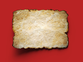 Aged brown paper with burned edges. 3d illustration