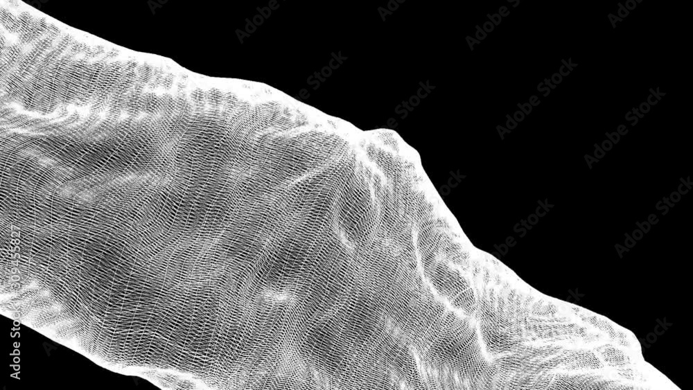 Poster white figure slowly deforms on a black background. abstract animated background. 3d render