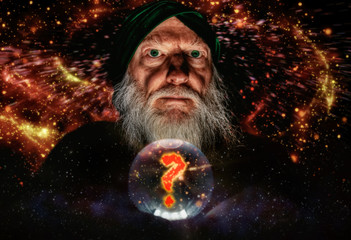 Fortune teller with with magic crystal ball