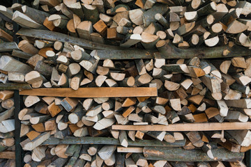 a big stack of firewood 