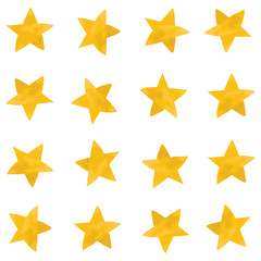 Watercolor vector illustration of gold yellow stars pattern set