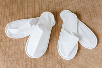 hotel white slipper, top view
