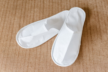 hotel white slipper, top view