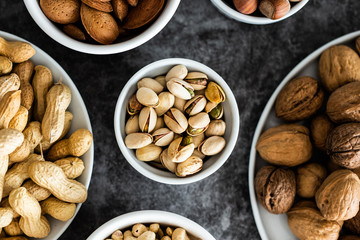 Various sort of nuts on the table