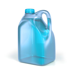 Plastic bottle with blue liquid. 3d illustration