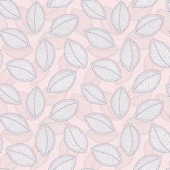 Seamless pattern with leaves in doodle style.