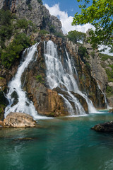 waterfall flowing from the rocks in Antalya