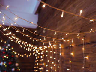  garland yellow cozy lights with bokeh