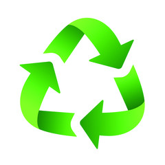Vector isolate illustration of universal recycling symbol. Green icon on white background