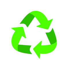 Vector isolate illustration of universal recycling symbol. Green icon on white background