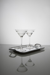 HIgh End White Cocktail glasses with White background 