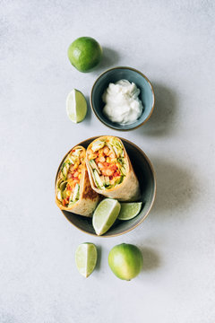 Vegan bean burrito with avocado