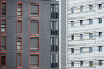 Abstract facades of city buildings