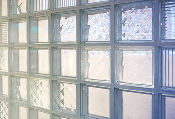 Blue glass brick panel texture