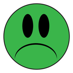 Unhappy Sick Smile Face Button Isolated