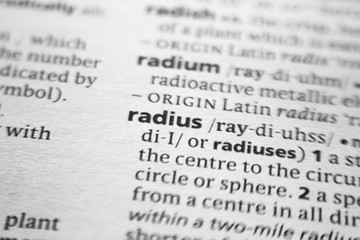 Word or phrase Radius in a dictionary.