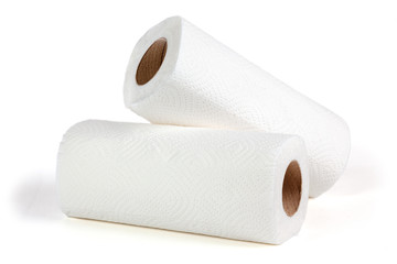 Roll of toilet paper isolated on white background . Close-up image of toilet paper.