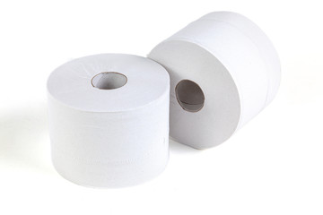 Roll of toilet paper isolated on white background . Close-up image of toilet paper.