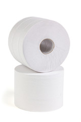 Roll of toilet paper isolated on white background . Close-up image of toilet paper.