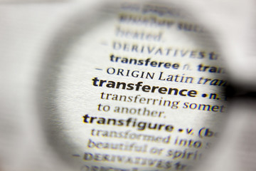 The word or phrase Transference in a dictionary.