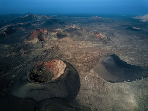 beautiful mountain landscape with volcanoes from aerial view